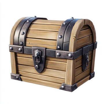 Wooden treasure chest game icon isolate on white background