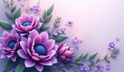 Fototapeta premium purple floral border design for special occasions