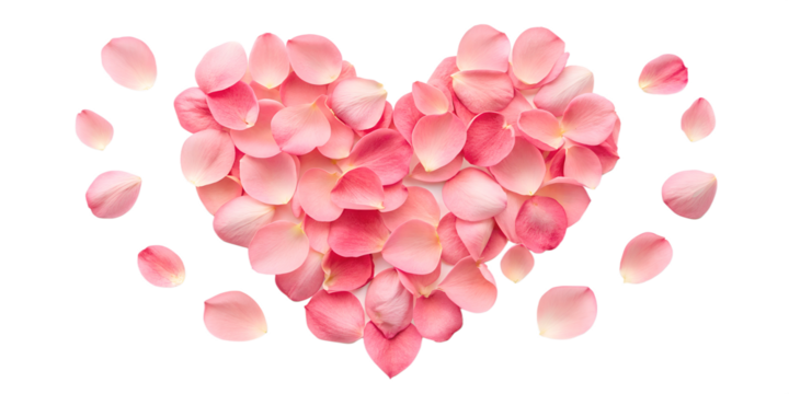 Heart shaped rose petal arrangement