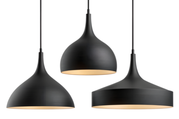 Black pendant lights in modern space