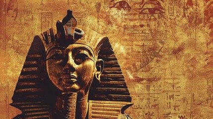 ancient Egypt theme background, Pharoah sculpture head with grungy background 