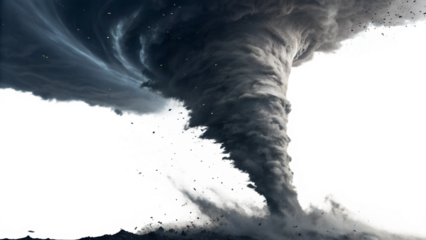 Powerful tornado forms over a dry landscape