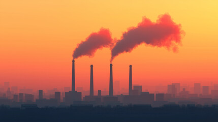 Chimeneas de la industria expulsando vapor de agua