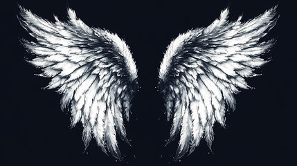 Obraz premium Set of black and white wings tattoo. Celestial Light Wings. Illustration