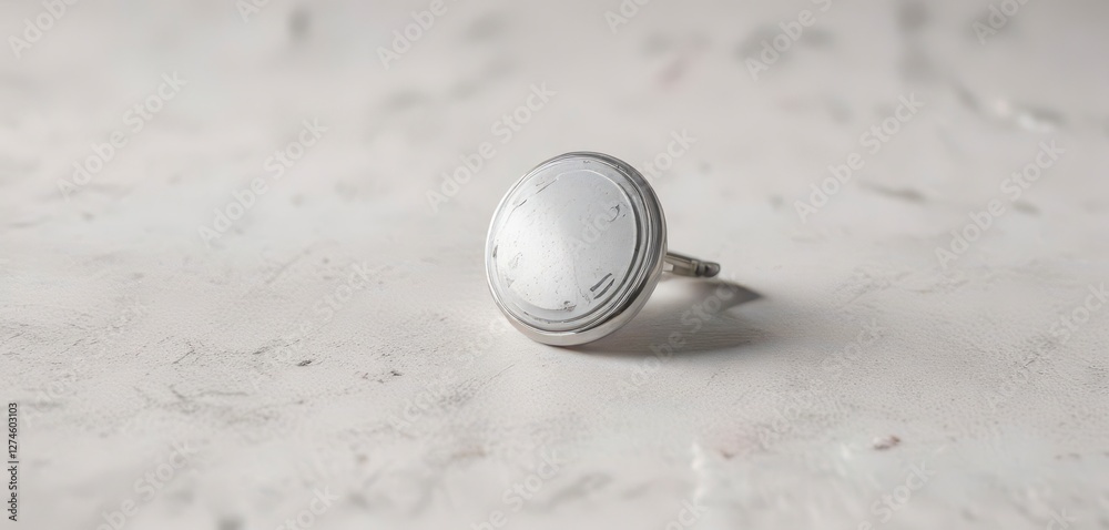 Wall mural Small circular pin badge on a white background with a subtle texture ,  circular,  isolated