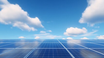 Sustainable Energy – Solar Panel Farm Under a Clear Blue Sky