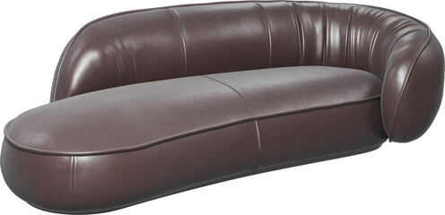 Perspective view of modern brown leather sofa