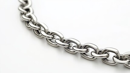 Fototapeta premium Silver chain on a white background, isolated.