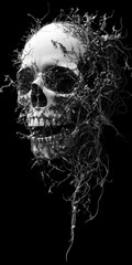 Gothic Skull Art: A Fantasy Illustration Blending Halloween Themes with Unique Design Elements