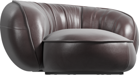 Side view of modern brown leather sofa