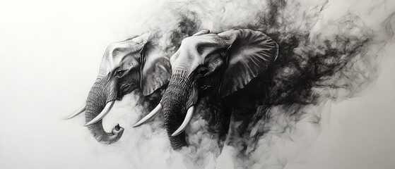 An Elephants beautifully detailed pencil sketch captures its majestic presence with fine shading and intricate lines. This hand-drawn artwork highlights the beauty of wildlife and realism