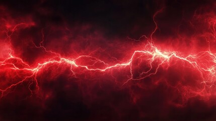 Fiery Red Lightning Storm: A Digital Artwork of Intense Energy