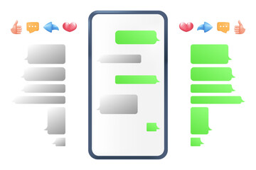 Obraz premium Message bubbles template for creating dialogues on white background. Text template bubbles. Mockup Web messenger interface.