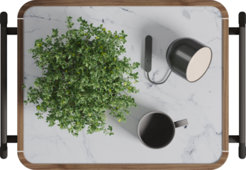 Top view of marble bedside table