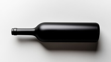 Fototapeta premium Black wine bottle mockup, studio shot, white background, label design