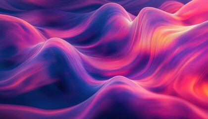 Obraz premium Abstract waves of color undulate across the composition blending hues of pink purple and blue in a mesmerizing display of light and form