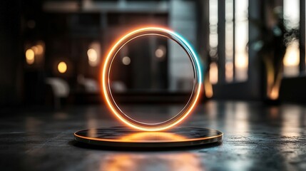 Abstract holograms displayed horizontally, incorporating a heads-up display interface, set against a blank cyberspace backdrop filled with futuristic elements and circle accents, forming a sci-fi