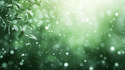 Fireworks against a lime green background with bokeh and falling snow effect.