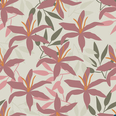Seamless pattern with floral motifs. Vector illustration.
