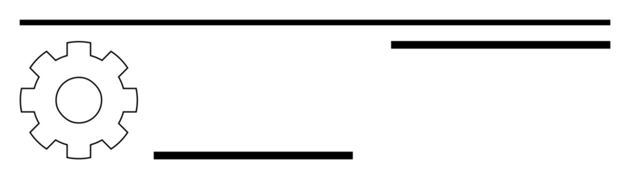 Gear shape with parallel horizontal lines signifies mechanics, efficiency, and structured processes. Ideal for technology, workflow, engineering, automation, productivity, systems design abstract