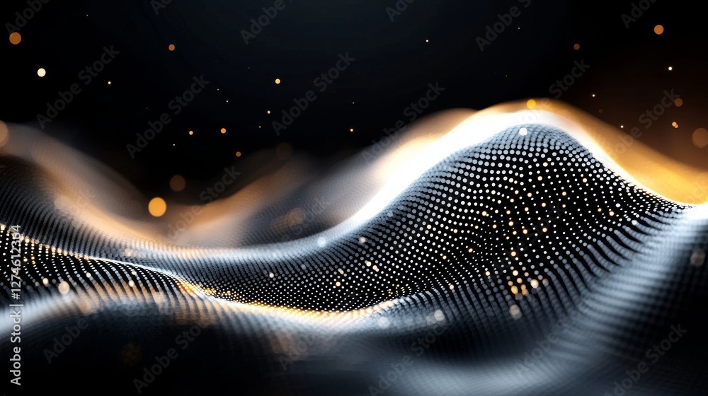 Poster a futuristic illustration featuring a blue computer technology background with big data visualizatio