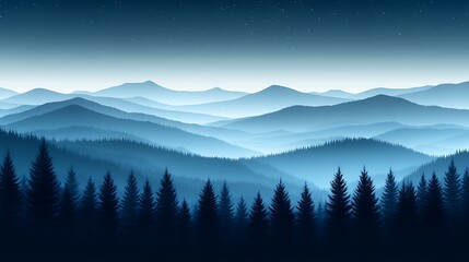 Obraz premium Serene Blue Mountains Under a Starry Night Sky