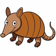 Fototapeta premium Armadillo cartoon character smiling on white background
