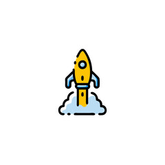 rocket broken line on transparent background 
