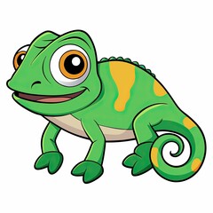 Obraz premium Chameleon smiling cartoon character on white background