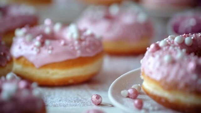 Delicious Pink Frosted Donut with Sprinkles
