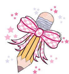 Coquette Pencil Dalmatian dots Race Checkered Leopard Bow Teacher back to school EPS Vector, Teacher Coquette Pencil EPS Vector, first day of school EPS Vector