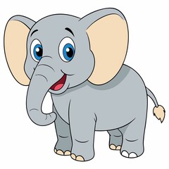 Obraz premium Happy cartoon elephant smiling in a cheerful style