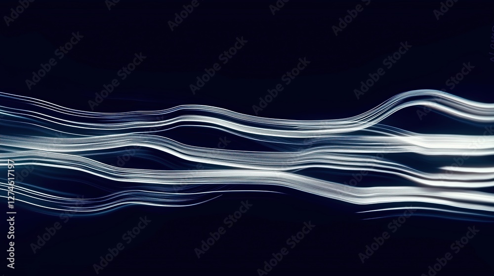 Poster abstract light trails curve sinuously across a dark background creating a mesmerizing and dynamic vi