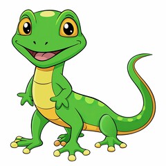 Fototapeta premium Cartoon lizard smiling and posing against a white background