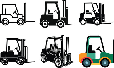 Forklift vector silhouette illustration