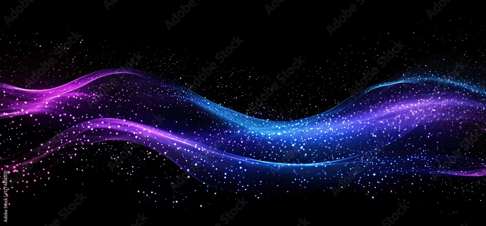 Poster concept of big data. blockchain 3d illustration. information waves and global database. neural netwo