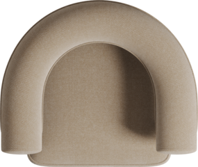 Top view of white modern upholstered armchair