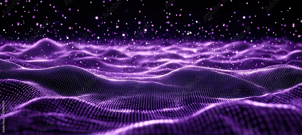 Poster abstract background network connection structure with big data transfer, showcasing a technology wav