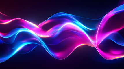 Abstract geometric 3d render neon background, generative ai. Cyberpunk Plasma Ribbons. Illustration