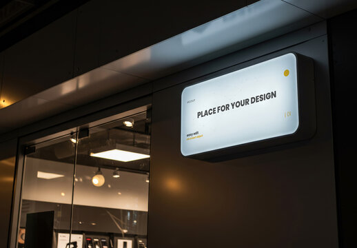 Store Backlight Minimal Sign Mockup