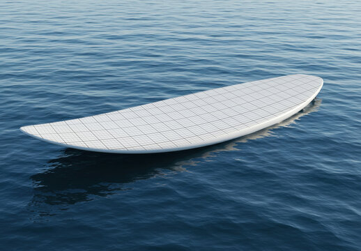 Surf Board Floating in the Water Mockup