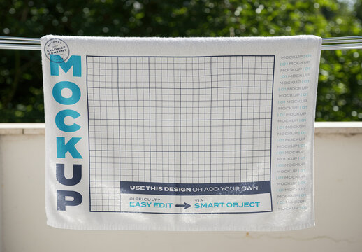 Towel on Clothesline Mockup