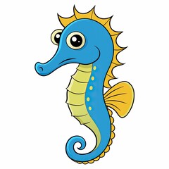 Fototapeta premium Seahorse illustration with bright colors and playful expression