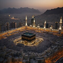 Beautiful kaaba hajj pilgrimage in mecca umra eid al adha ai generated