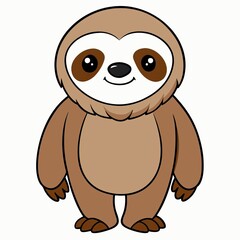 Sloth cartoon character smiling on plain background