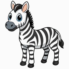 Cartoon zebra smiling against a white background
