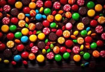 Fototapeta premium vibrant candy assortment displayed dramatic lighting that highlights textures colors captivating arrangement, rainbow, lgbtq, lgbt, pride, colorful, love