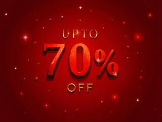 Massive Discounts Up to 70% Off on Red Background