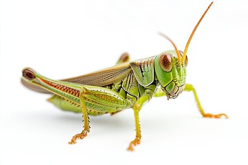 grasshopper on isolated white background. macro photo.