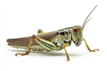Fototapeta premium grasshopper on isolated white background. macro photo.